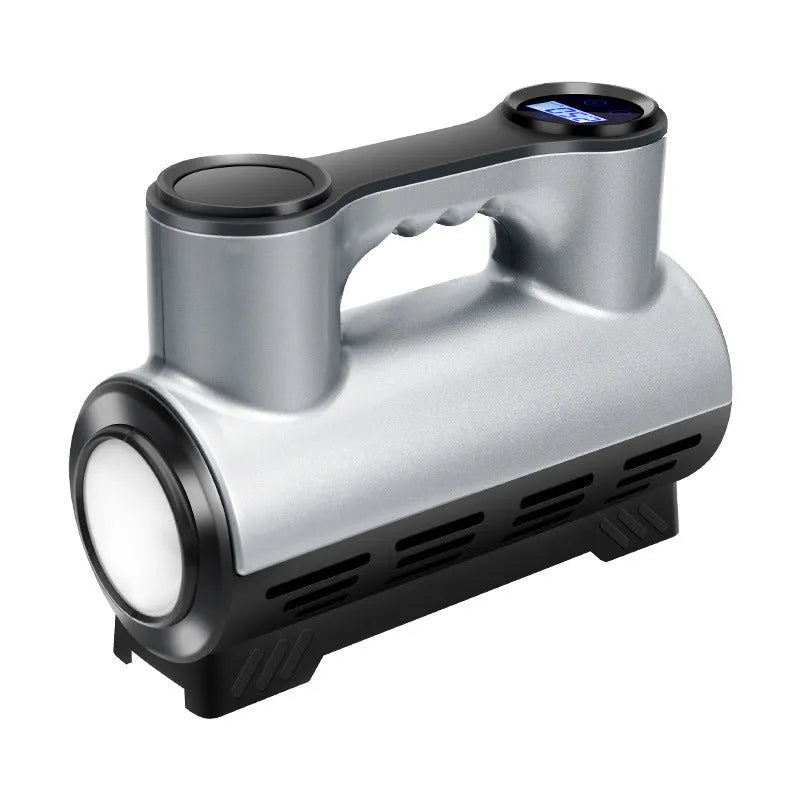 12V portable car tyre inflator with digital display and LED light, compact ABS construction