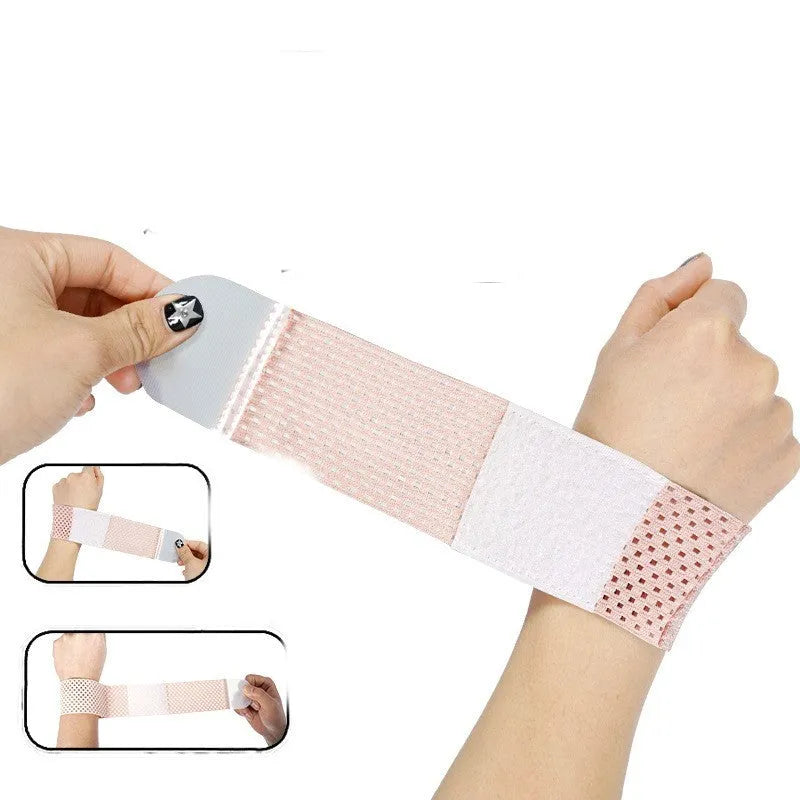 A black elastic breathable wrist guard for athletic wrist support.