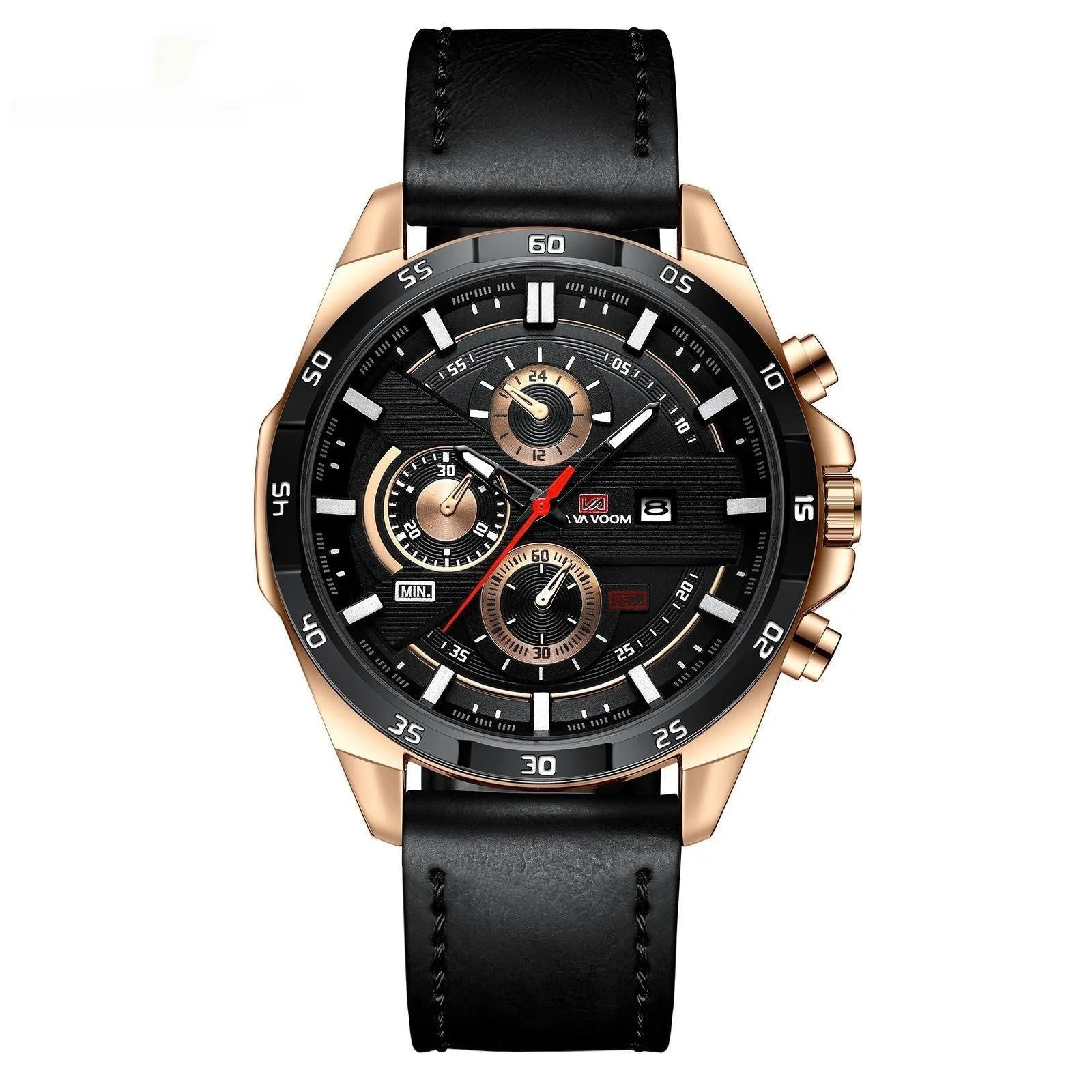 Men's casual business calendar quartz watch with waterproof construction in multiple colour options