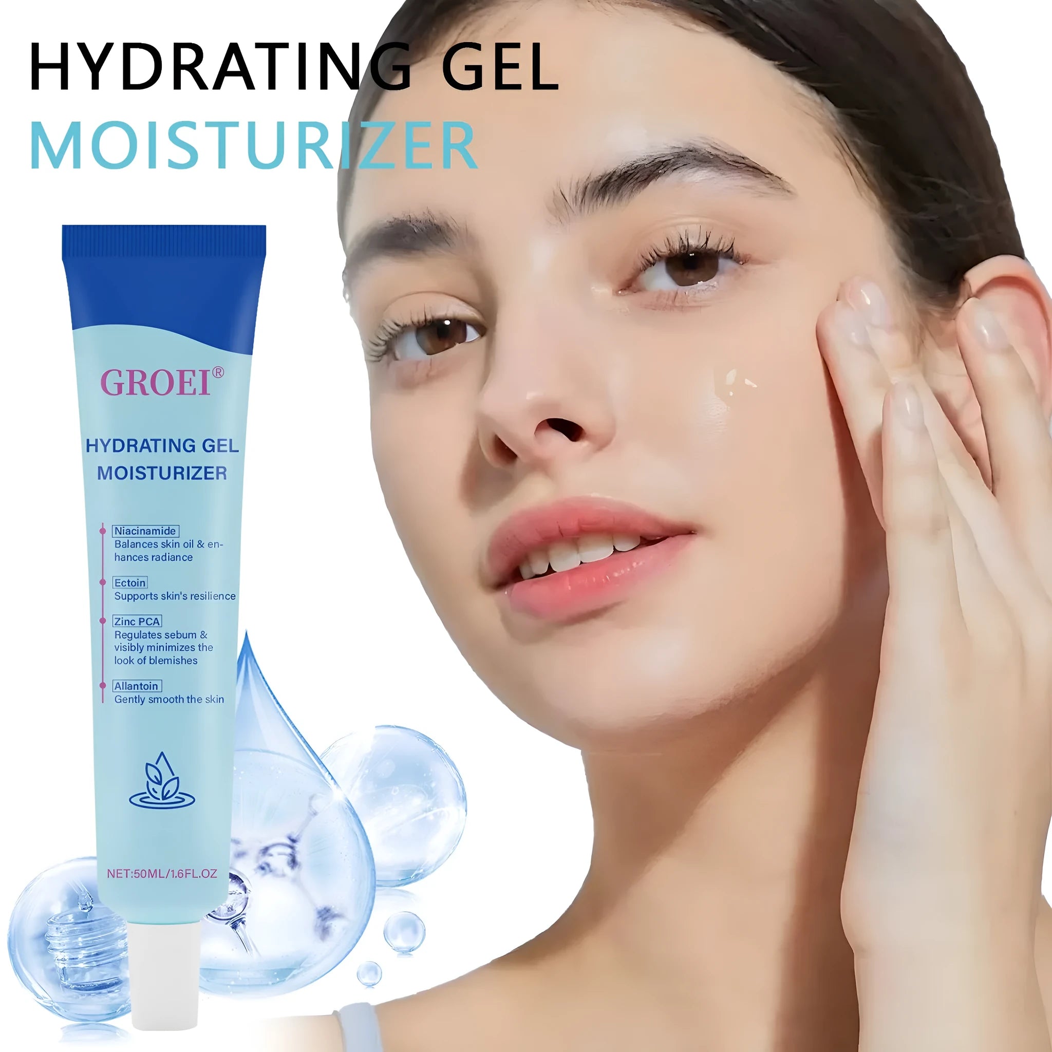 50ml jar of hyaluronic acid moisturising facial gel for hydration