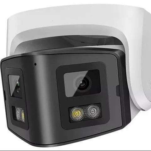 4MP dual-lens IP66 waterproof outdoor CCTV security camera with panoramic coverage