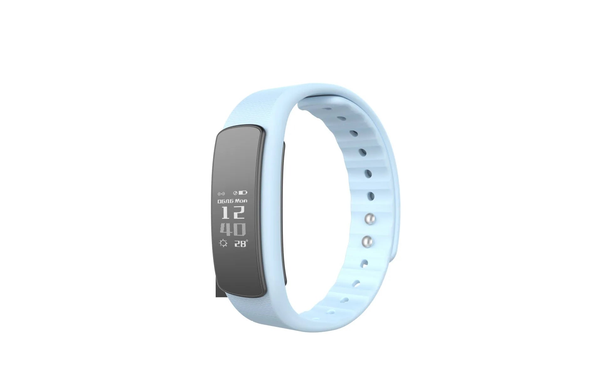 I6 smart sports bracelet with 0.96-inch screen showing fitness tracking interface on wrist