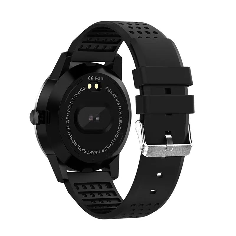 Black or blue smart bracelet with a 1.3-inch colour screen displaying heart rate data.