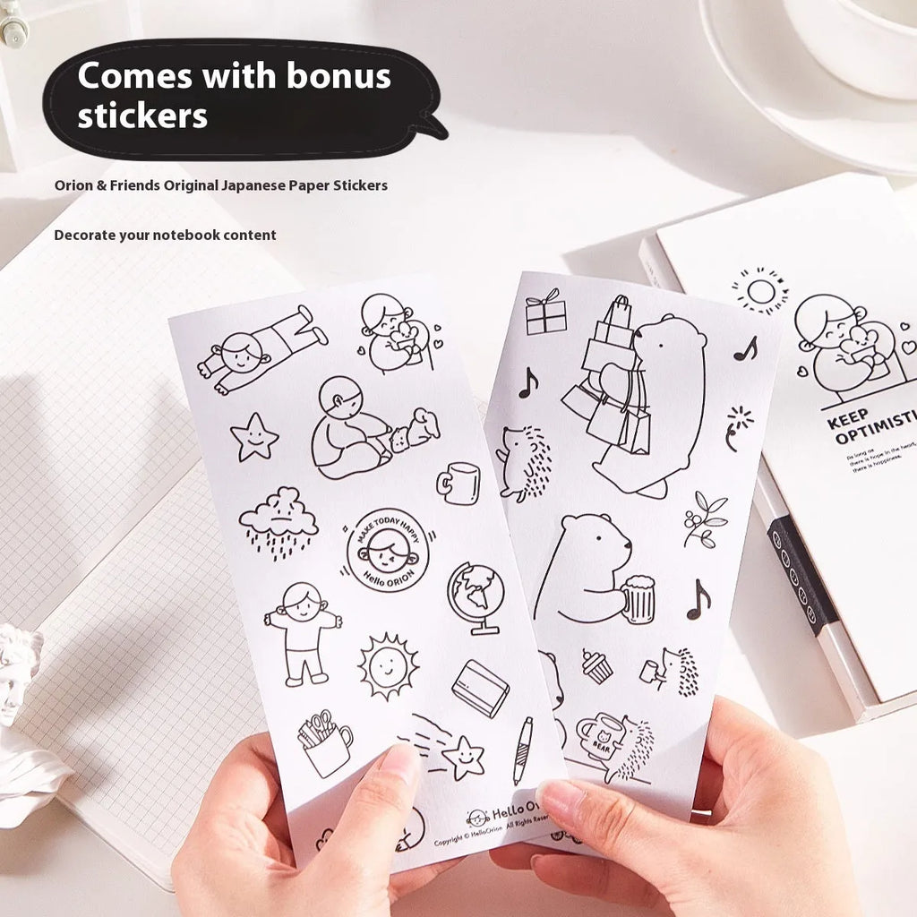A6 paper notebook with plaid design and stickers, available in eight colour options.