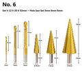 Cone drill bit punch set with high speed steel step drills and centre punches in six configuration options