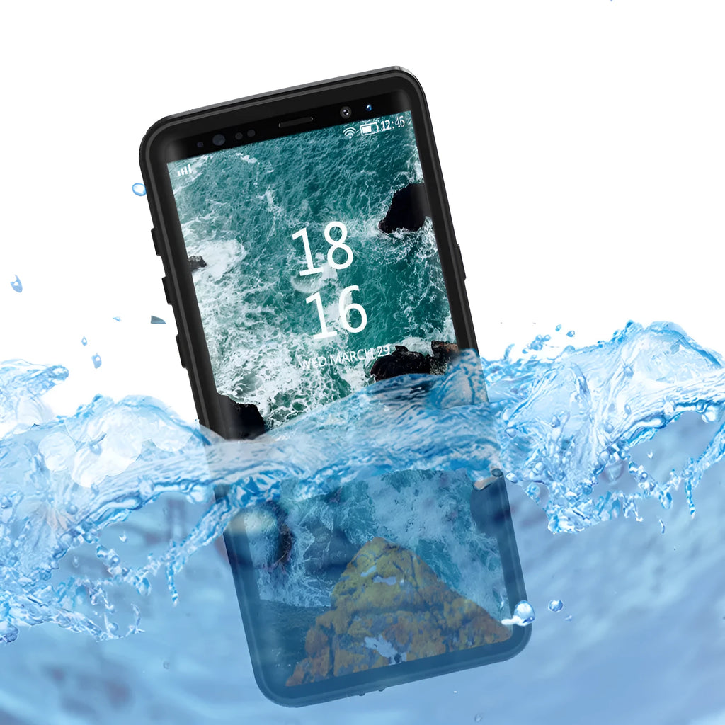 Transparent anti-fall dustproof phone case for Samsung Galaxy with IP68 waterproof rating.