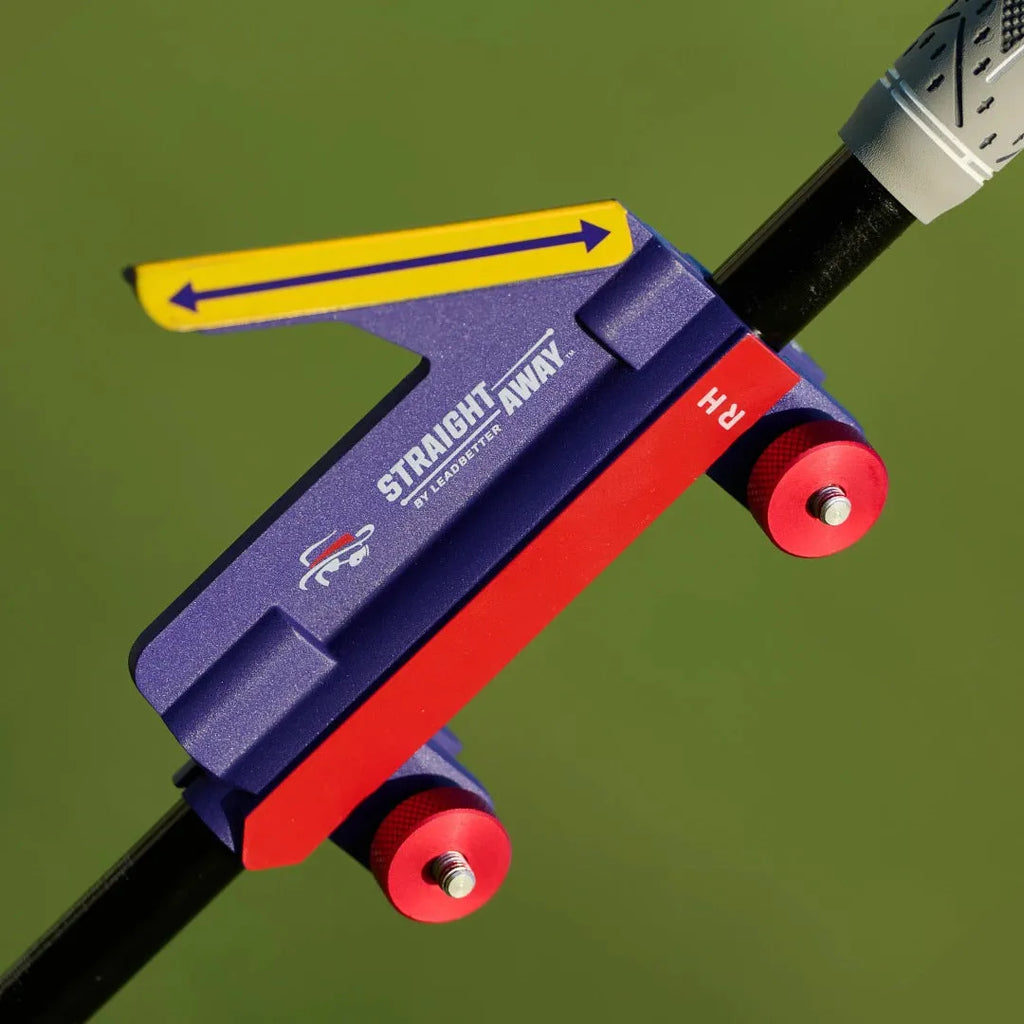 Golf swing plane training simulator in plastic construction showing logo and non-logo colour options