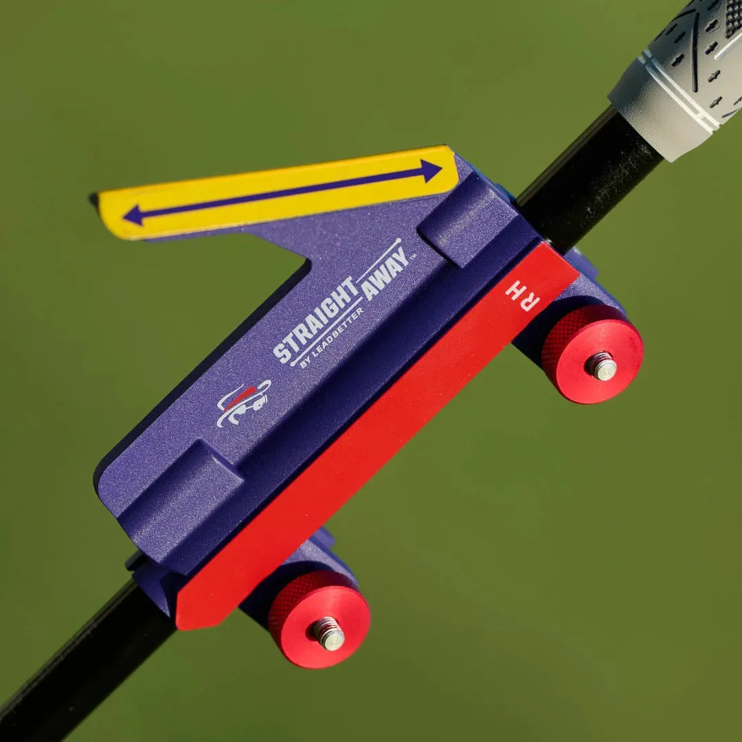 Golf swing plane training simulator in plastic construction showing logo and non-logo colour options