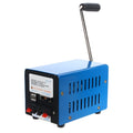 Blue metal hand crank USB emergency generator with dimensions 125x80x85mm
