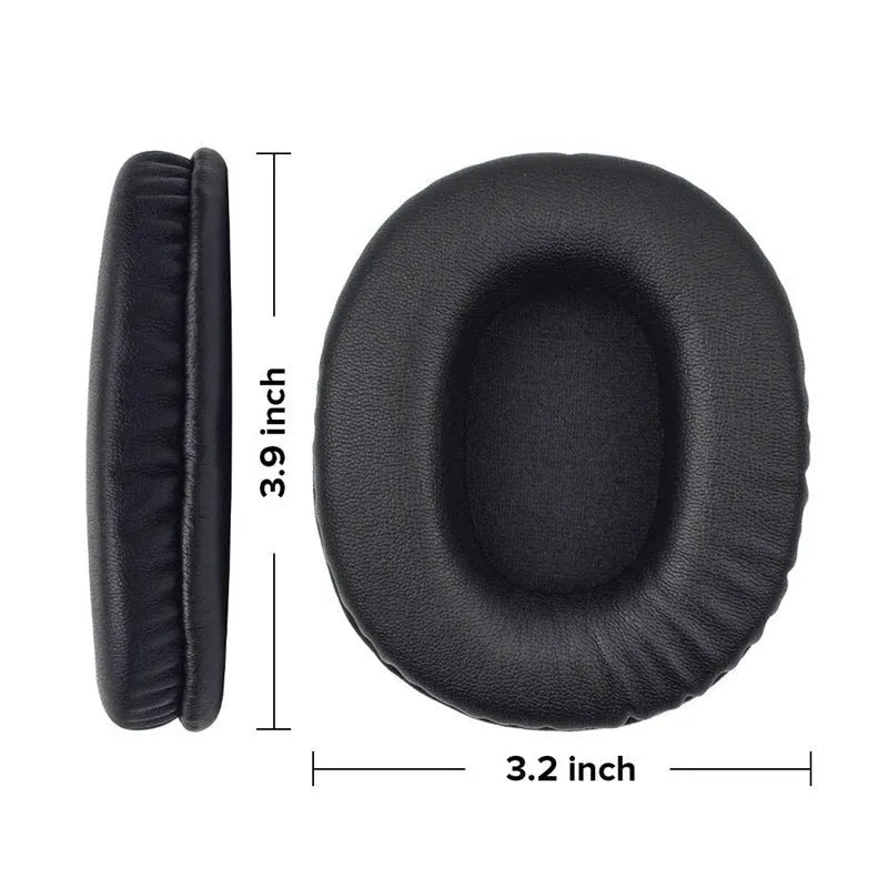 Black soft PU leather replacement earpad covers for Sony 1R headphones.