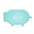Blue or pink LED alarm clock with digital temperature display and USB charging port