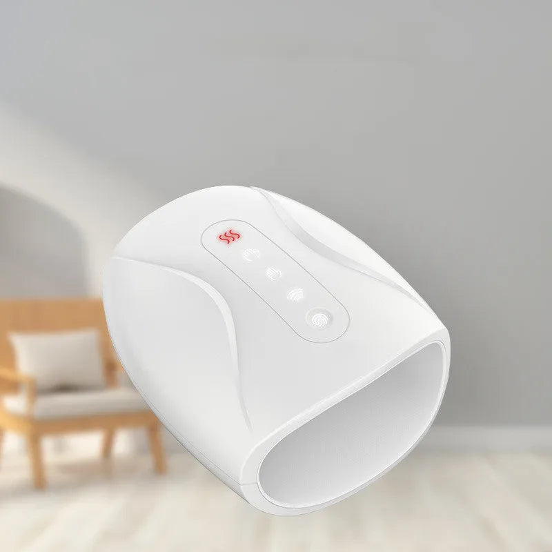 White electric hand massage instrument with heating for palm finger and wrist, 24x13cm