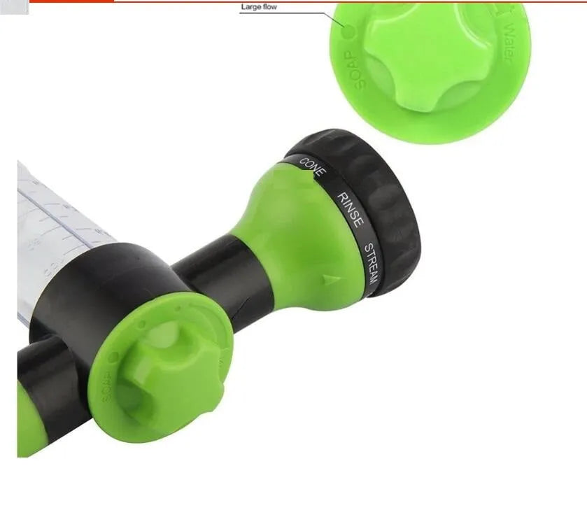Green high pressure foam spray gun with adjustable nozzle for car washing and household cleaning tasks