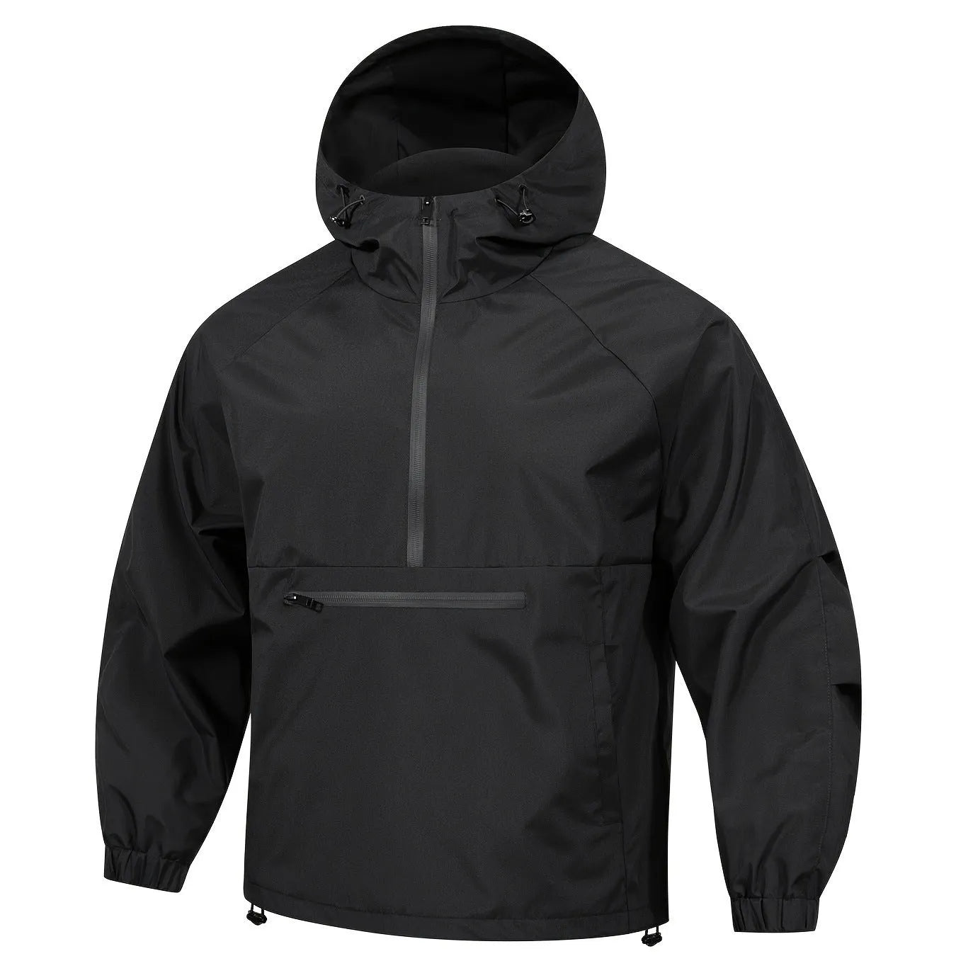 Men's Korean-style loose half-zip hooded corduroy jacket in light grey colour
