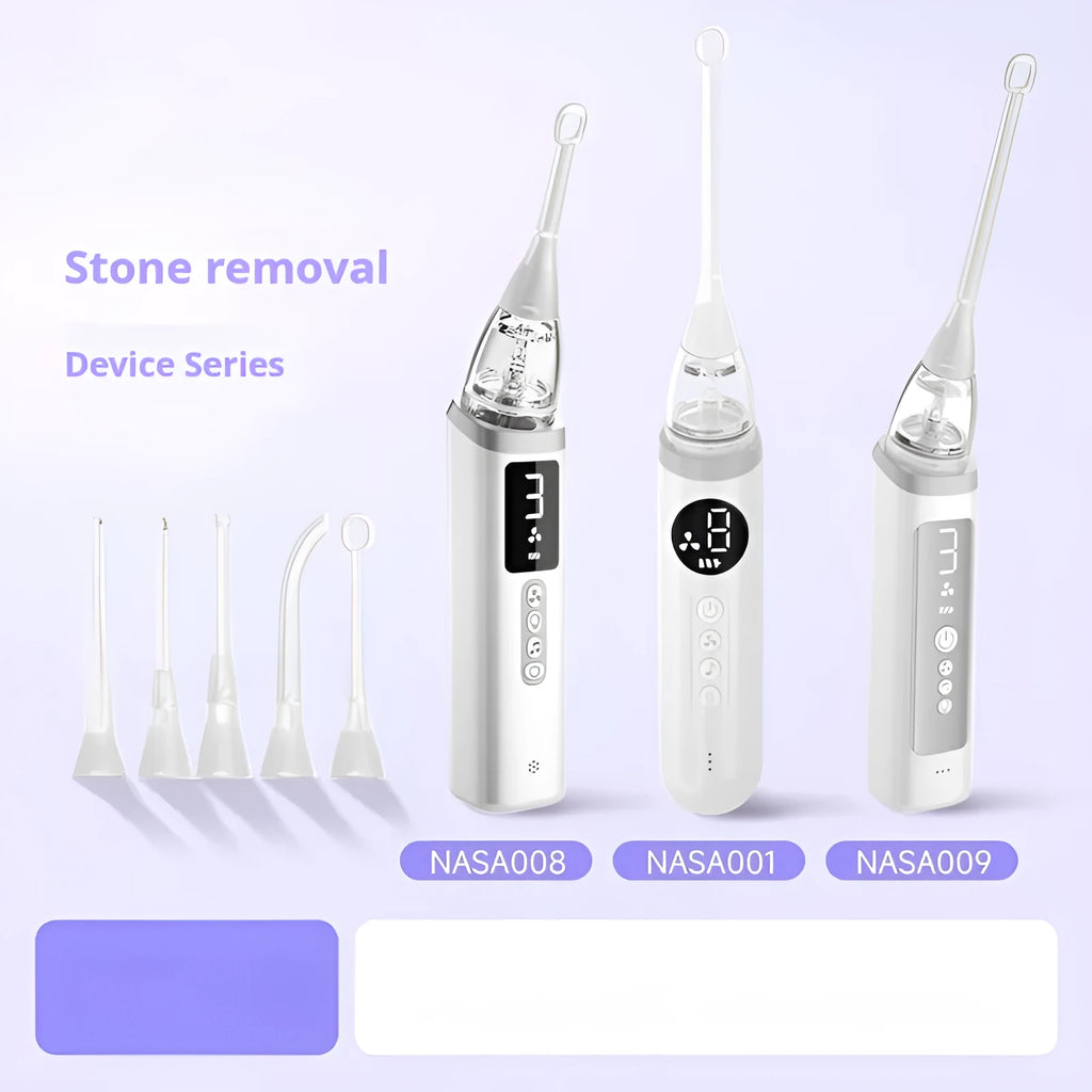 Milky white tonsil stone removal tool for oral cleaning and dental stone extraction