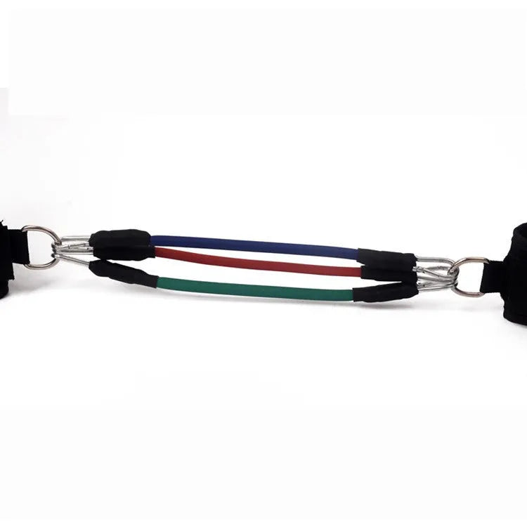Black rubber Taekwondo training pull rope set for leg resistance exercises