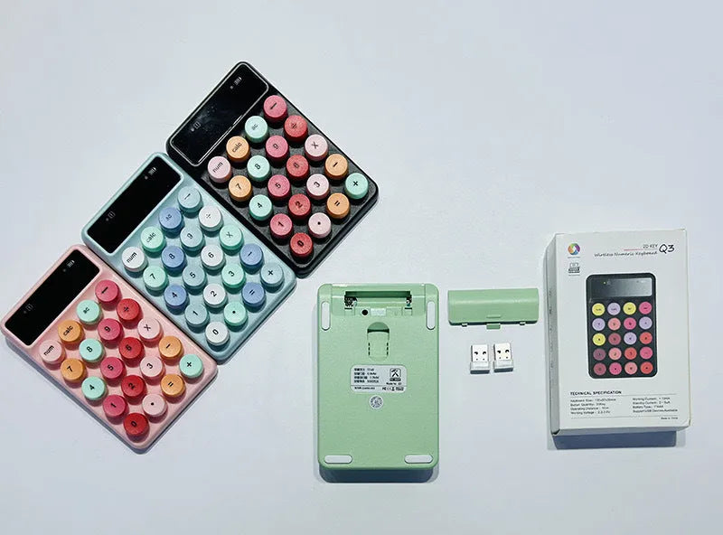 Q3 wireless mini keyboard in macaron colours with ABS plastic construction