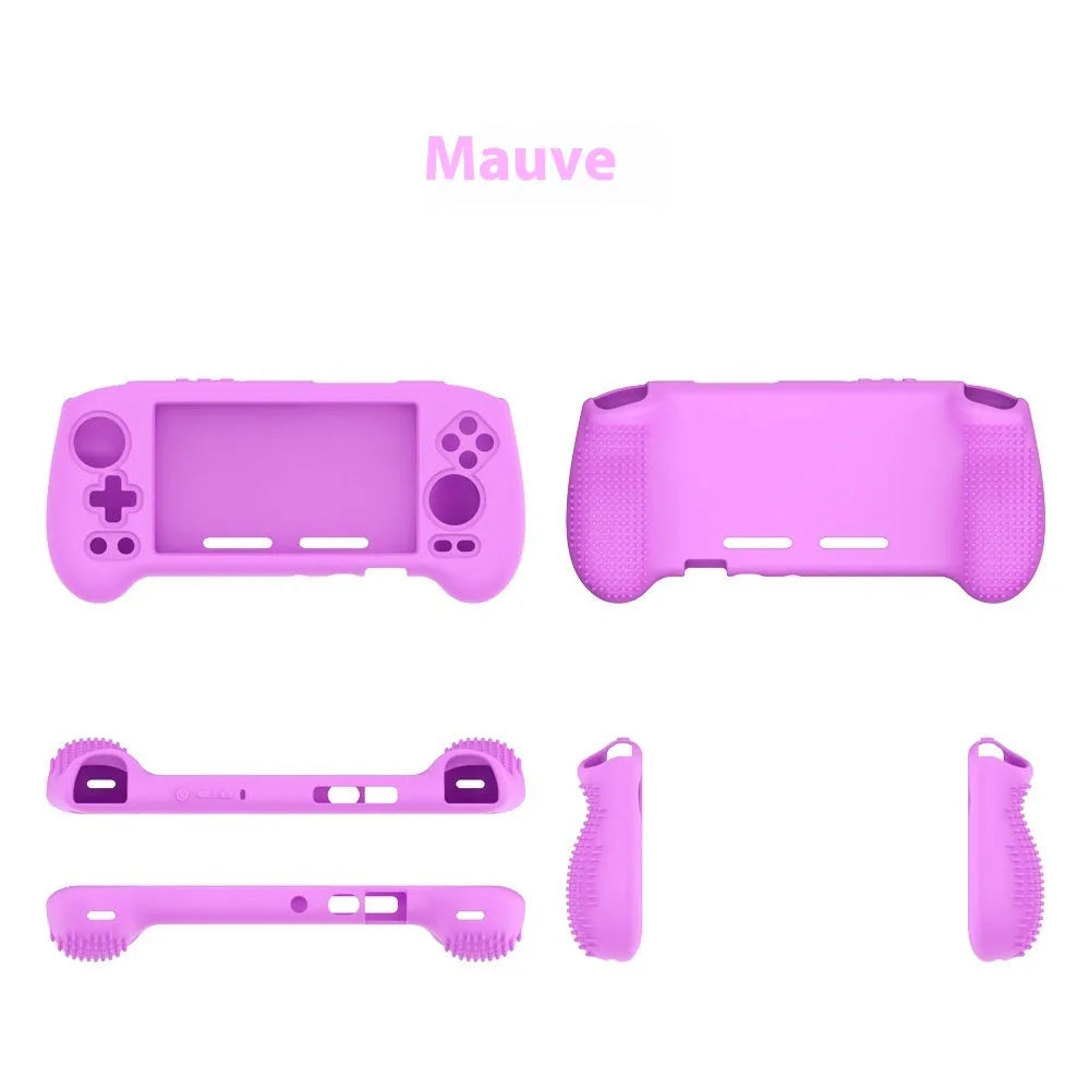 Silicone protective cover for ANBERNIC RG556 game console, beige colour, injection molded, size 22.4x10.6x2cm
