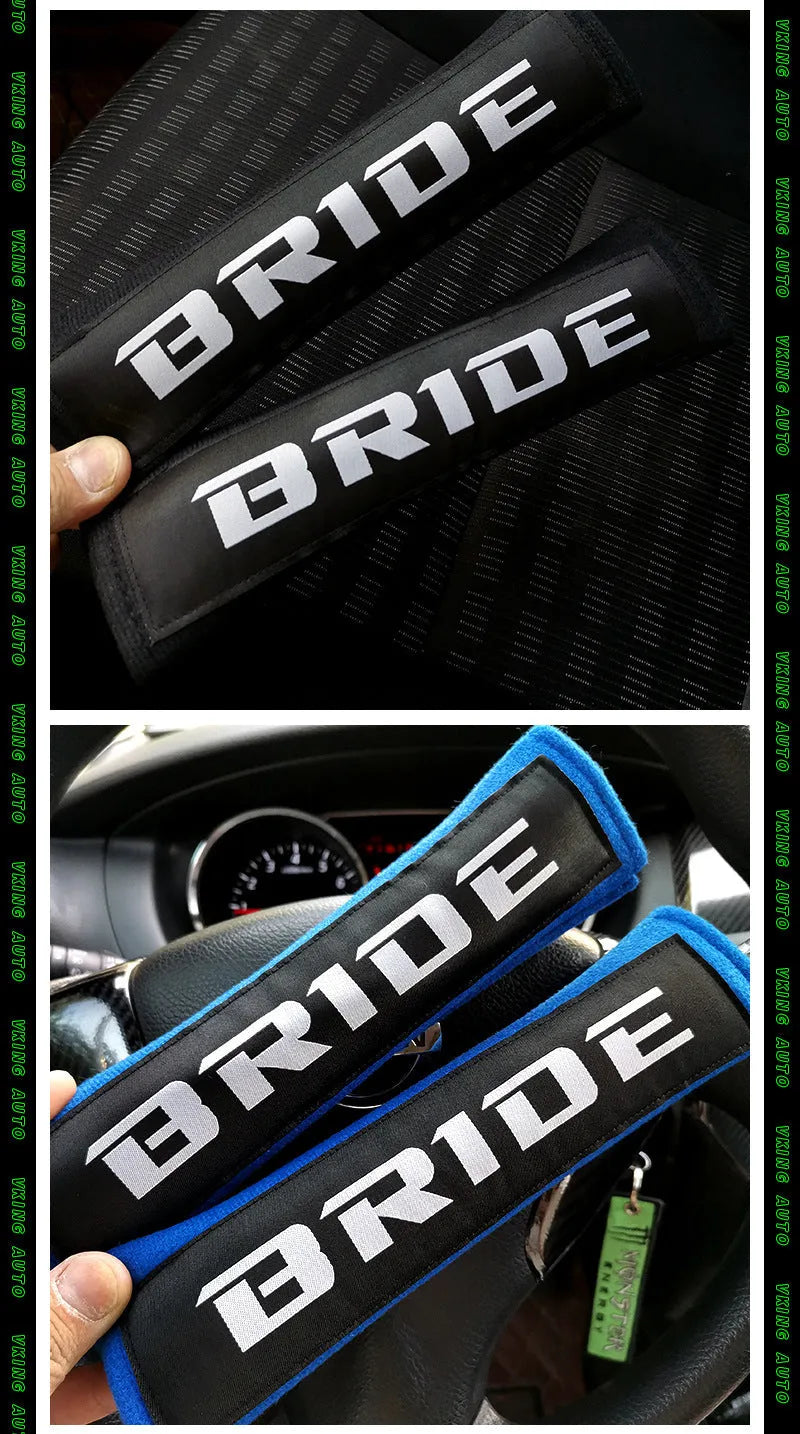 Car seatbelt shoulder pad set in cotton sponge cloth with embroidery decoration, 22.5cm length