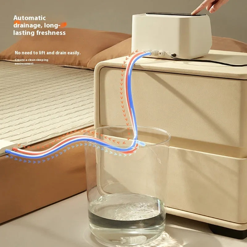 White plush electric water blanket with smart host control unit, shown in two size options.