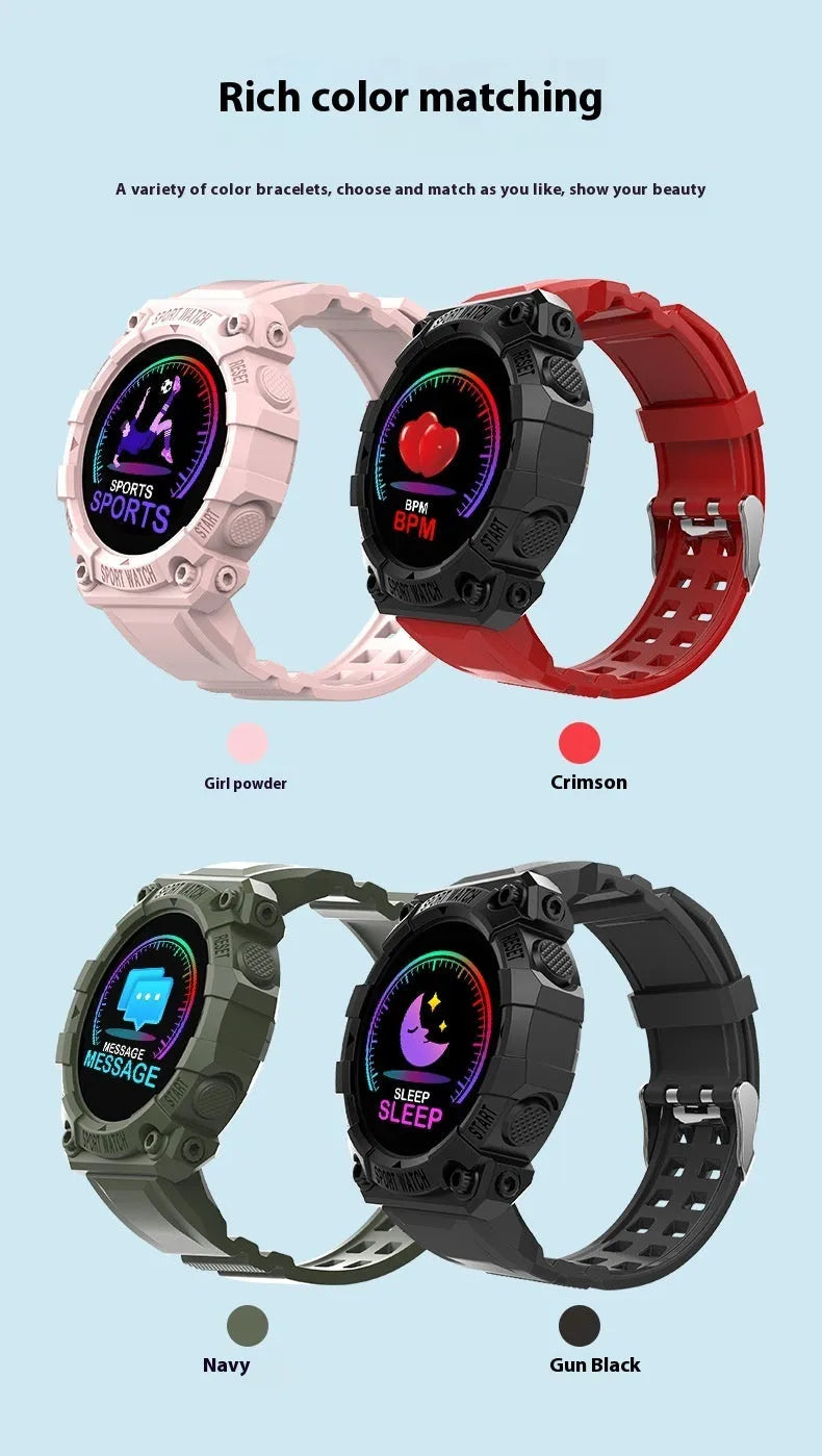 Spaceman Round FD68S smart bracelet 144 colour TFT screen black strap on wrist smart reminder