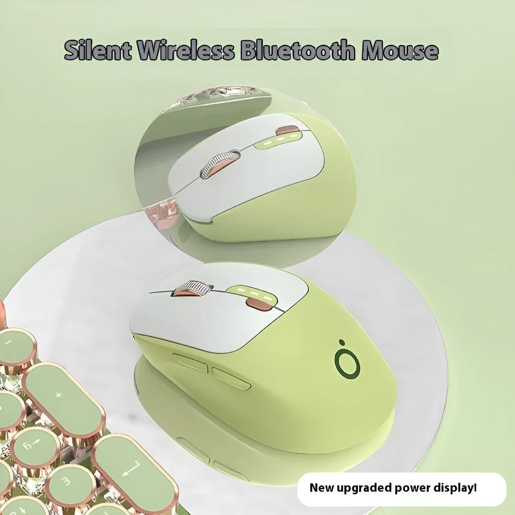 Mute wireless Bluetooth computer mouse in Matcha Green colour showing silent click design