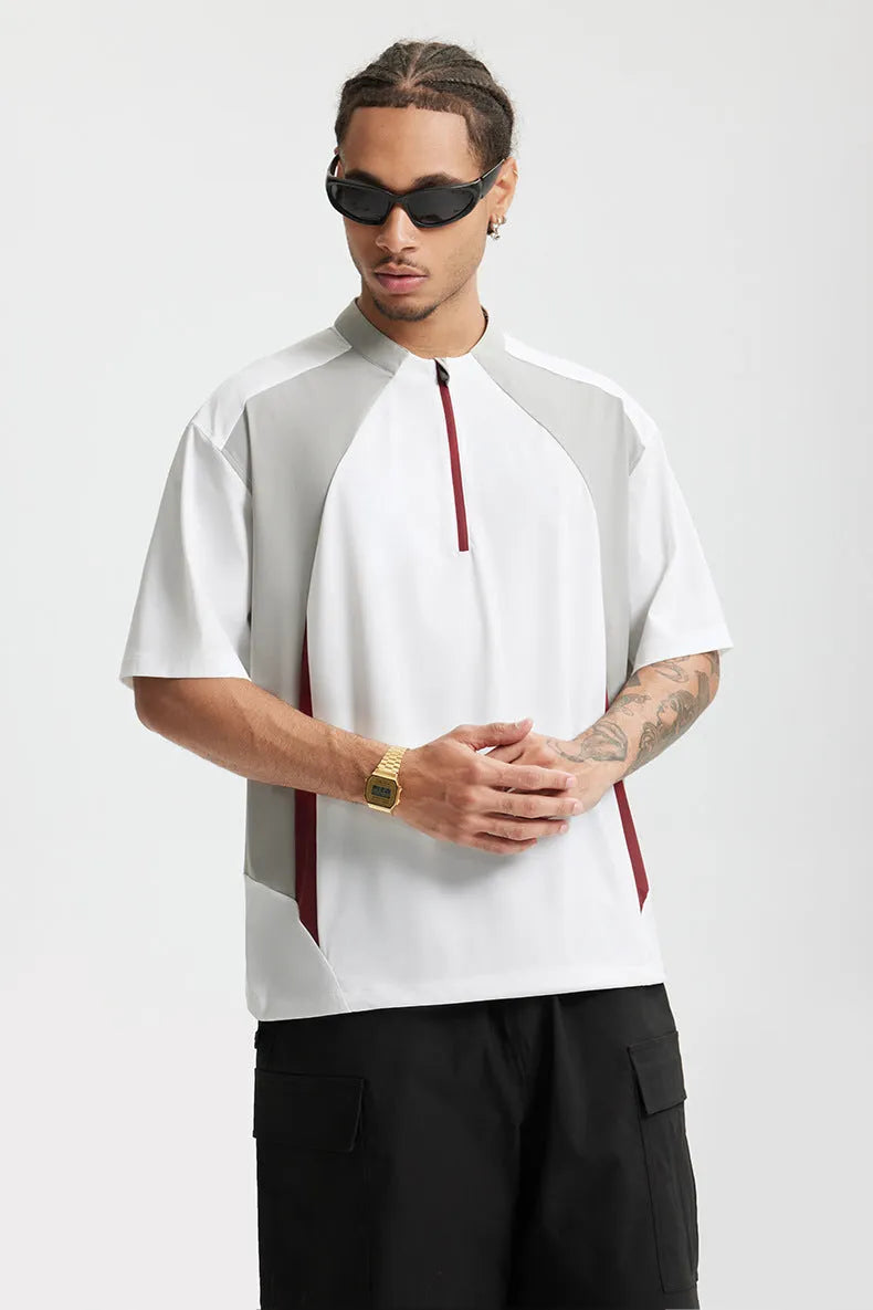 Men's lightweight solid-colour polyester top in black, available in long sleeve and short sleeve styles.