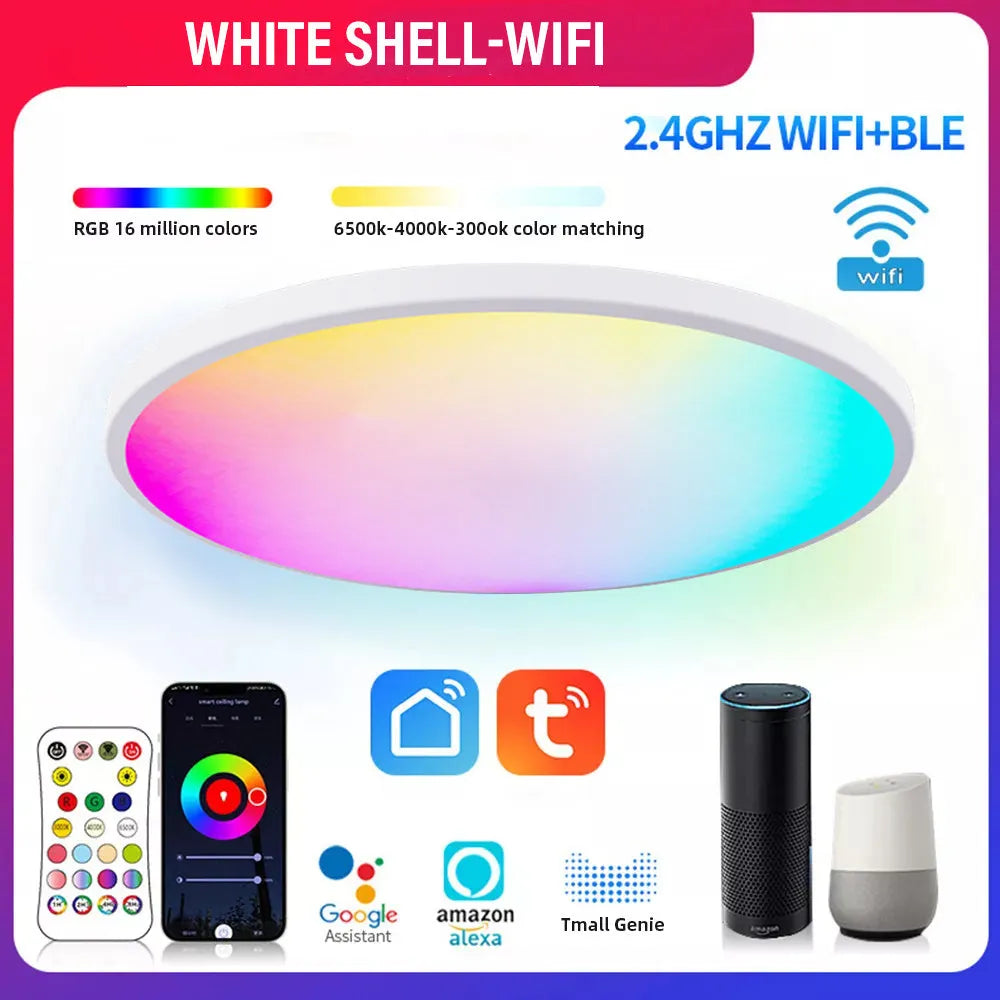 RGBCW intelligent Bluetooth ceiling lamp in black or white with app and remote control