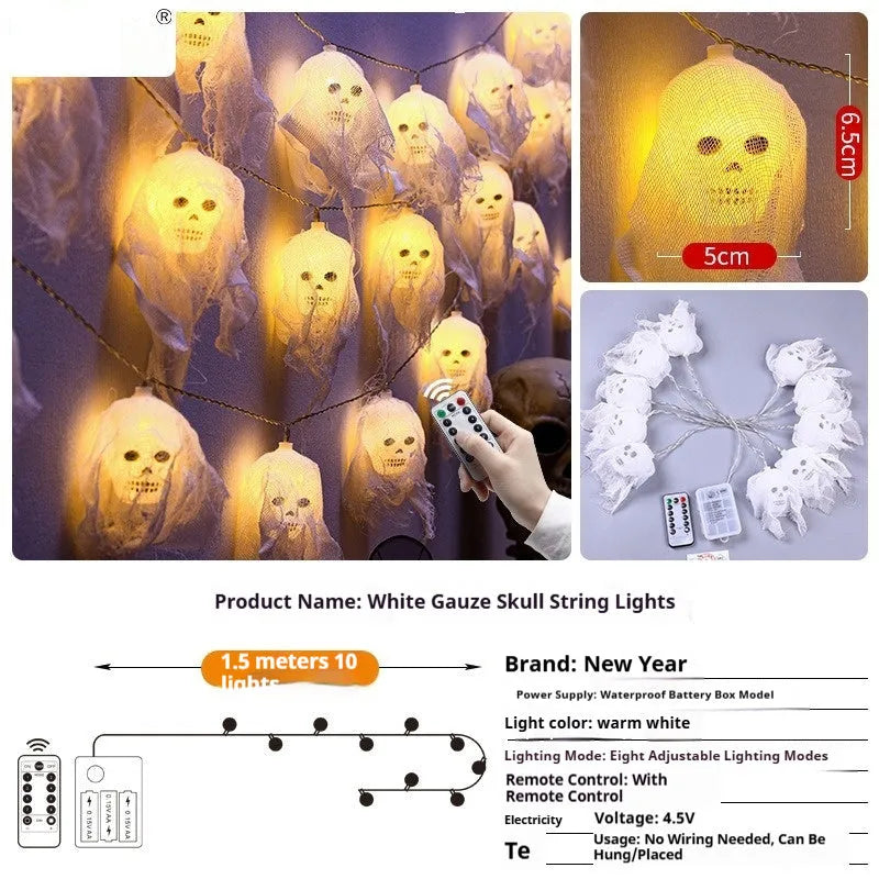 Halloween coloured LED light strings with battery box for indoor wall decoration