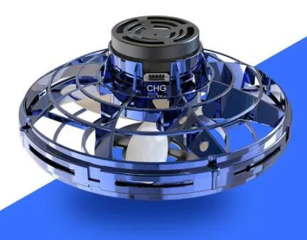 Blue plastic rotating flying gyro induction drone toy 4x8cm manual control