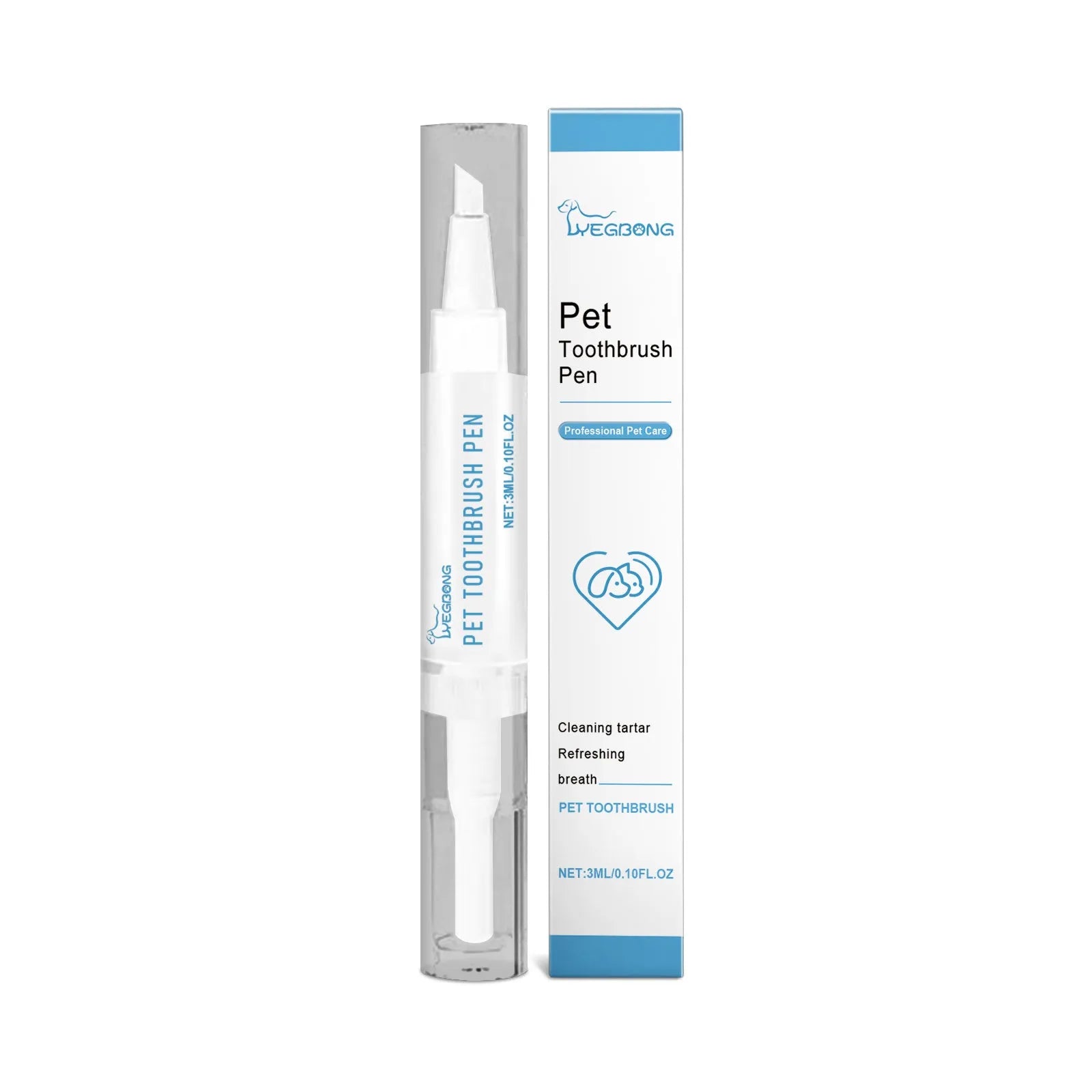 Manual pet toothbrush with 3ml cleaning gel tube for small dog and cat dental care