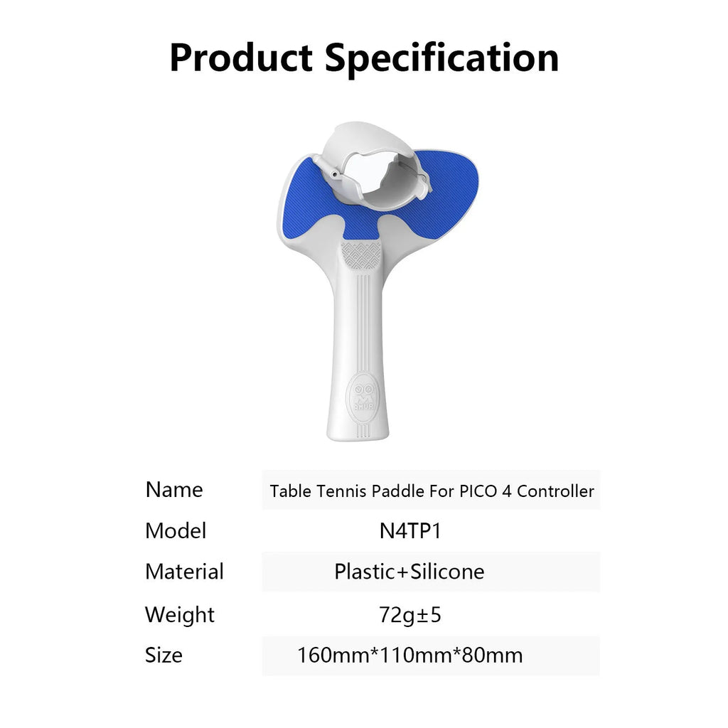 Red and blue plastic silicone table tennis racket hand grip accessory for Pico 4 VR controllers