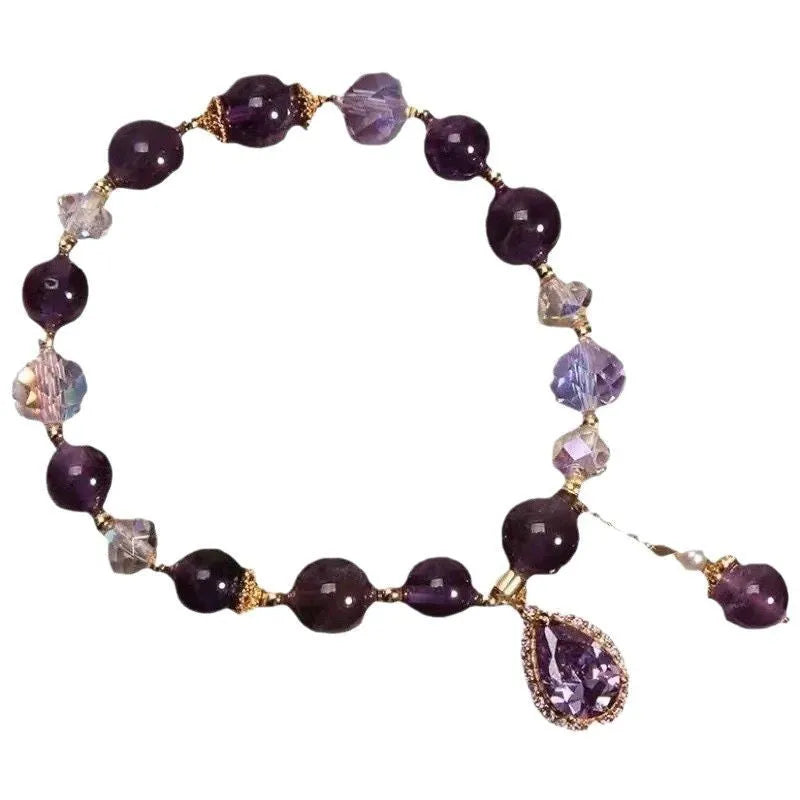 Women's natural purple amethyst bracelet with micro inlay stone setting