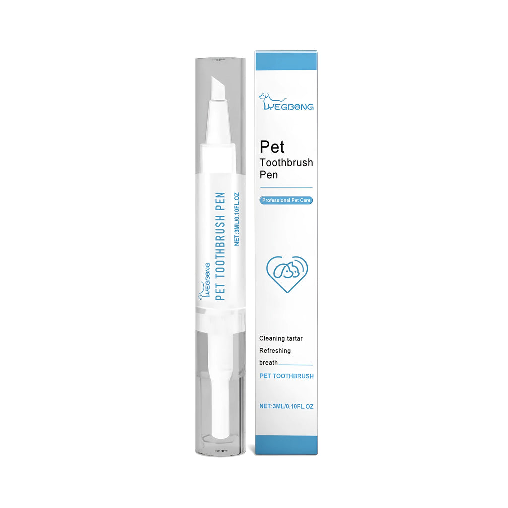 Manual pet toothbrush with 3ml cleaning gel tube for small dog and cat dental care