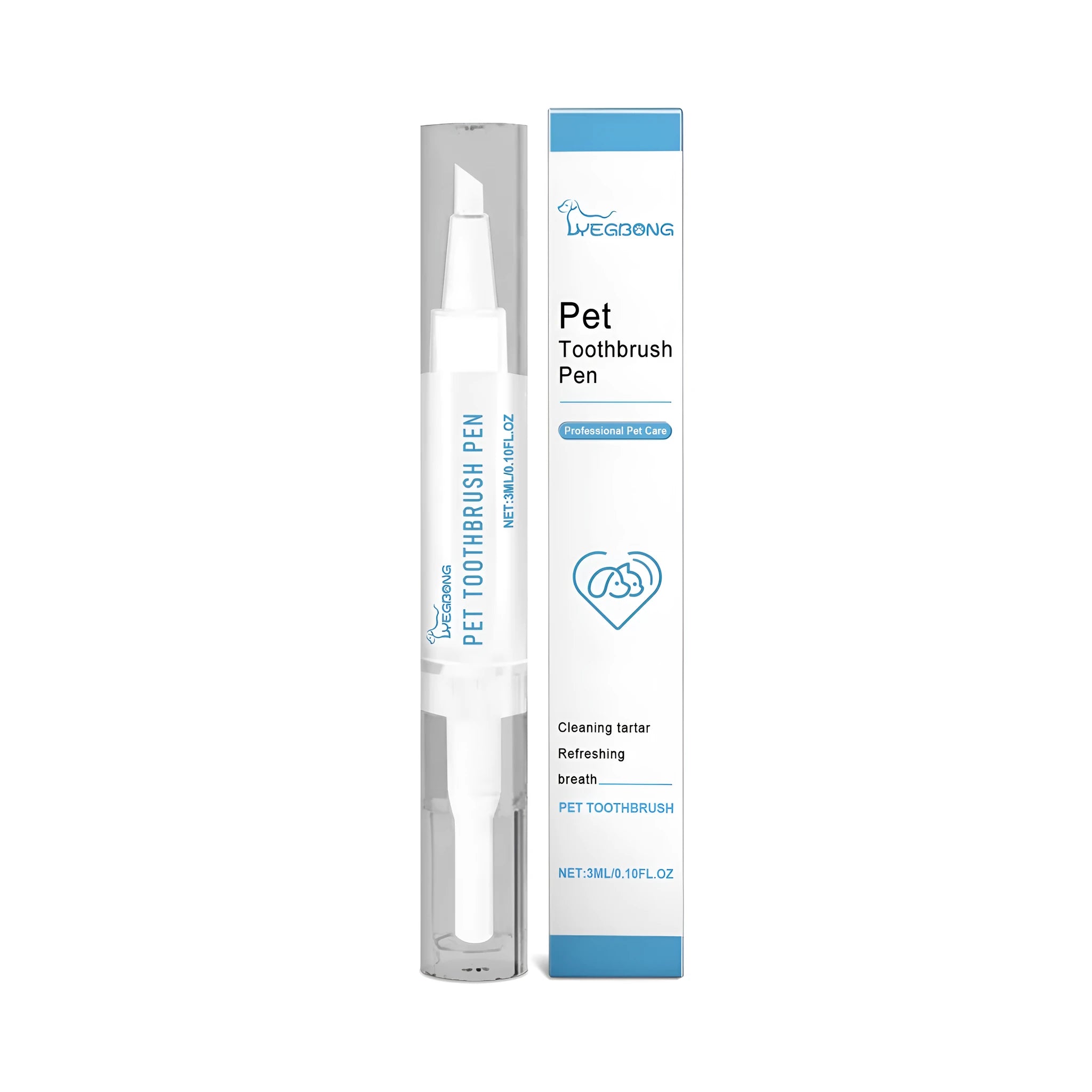 Manual pet toothbrush with 3ml cleaning gel tube for small dog and cat dental care