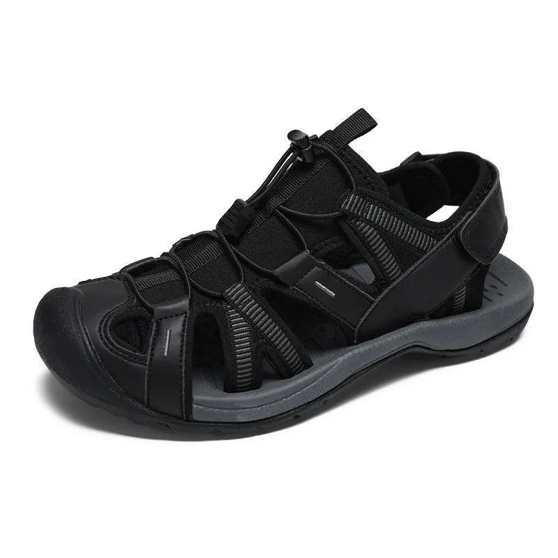 Men's summer casual sports shoes in LX01 blue with mesh upper, rubber sole and Velcro closure