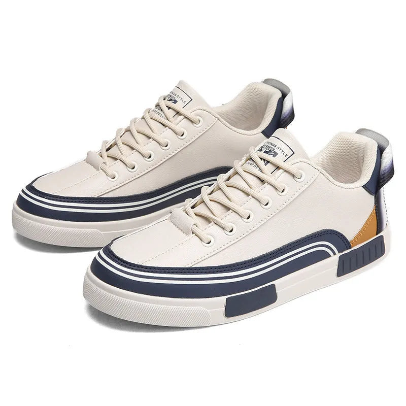 Men's canvas casual shoes with mesh ventilation panels in beige, white and green colours
