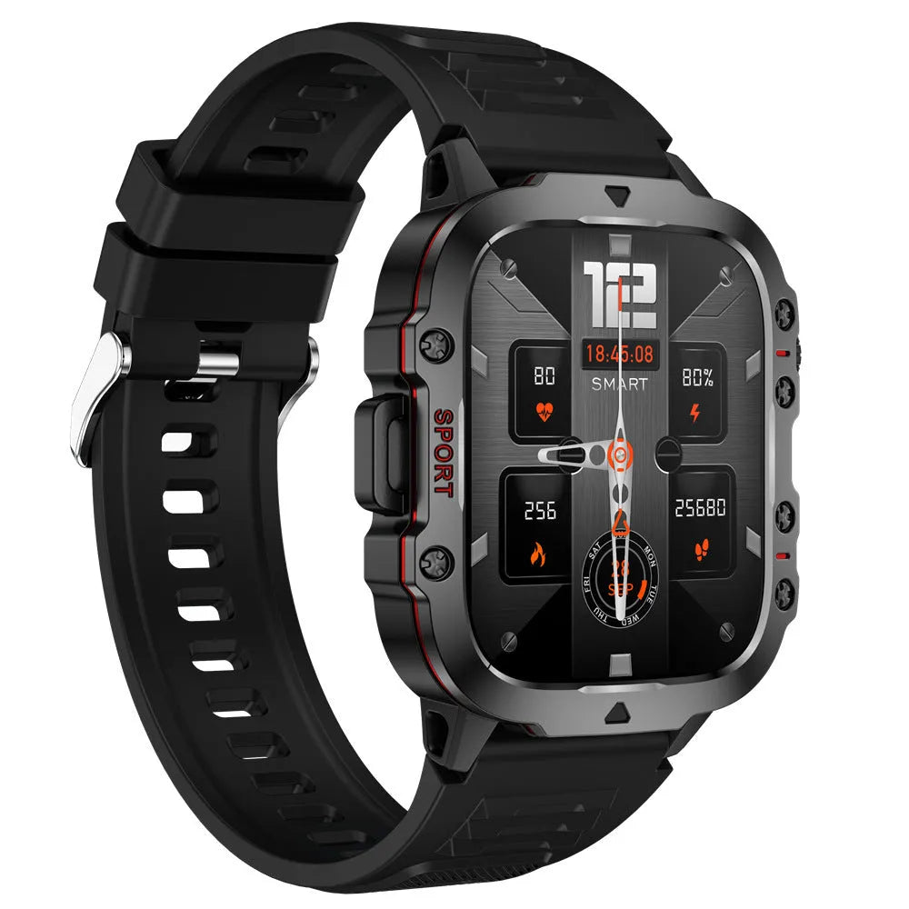 QX11 Smart Bluetooth Watch with zinc alloy case and TFT screen on a black silicone strap.