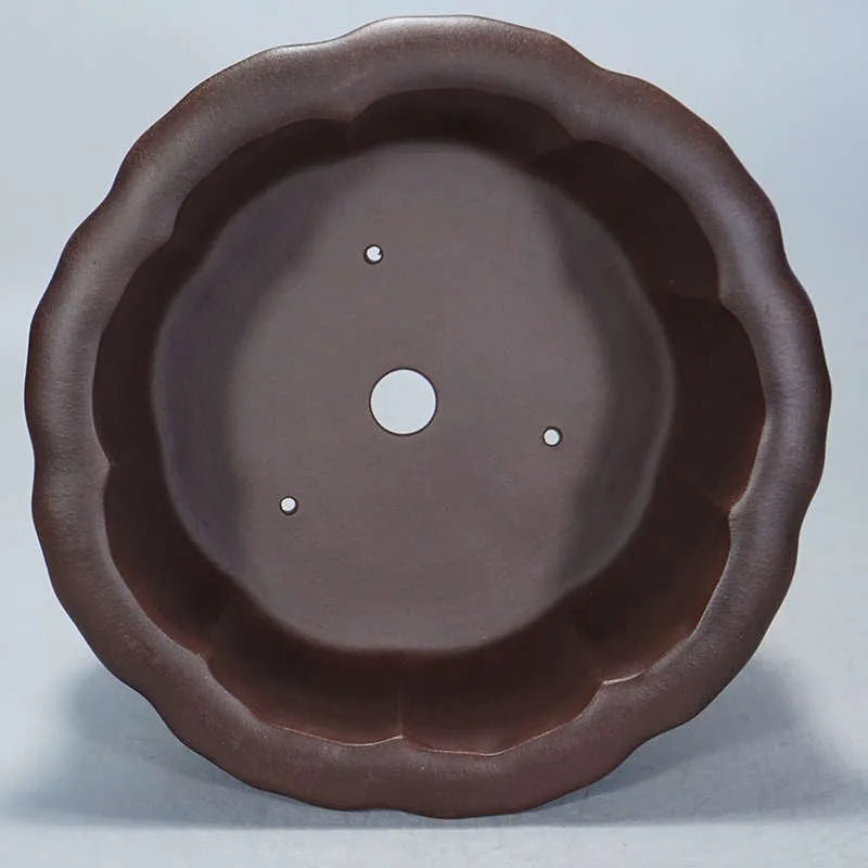 Purple red antique ceramic flower pot with petal basin shape for succulents.