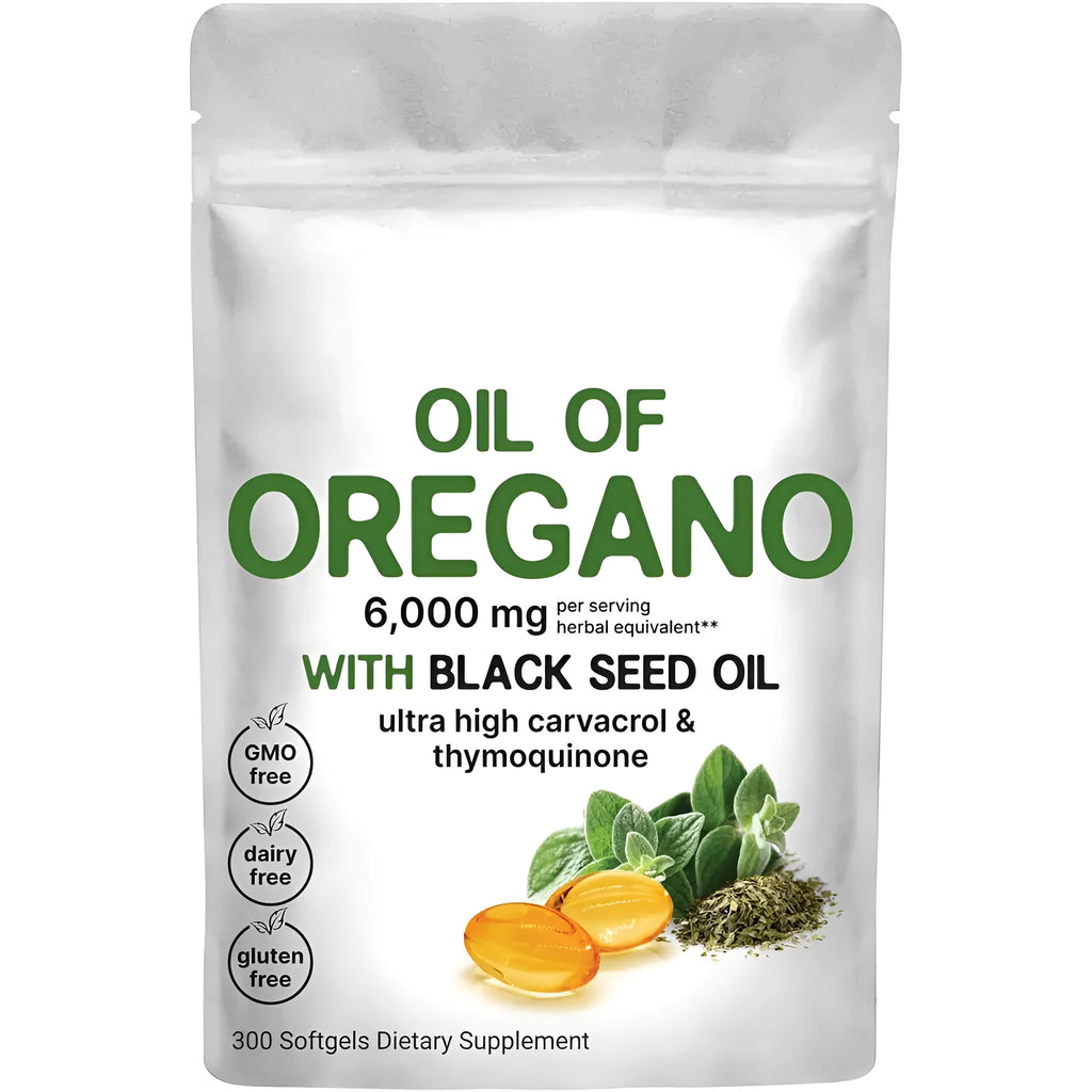 Butter-flavoured black seed oil softgel capsules bottle, 180 or 300 count options.