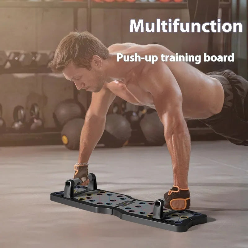 Flat ABS plastic push up support plate for upper body muscle training.