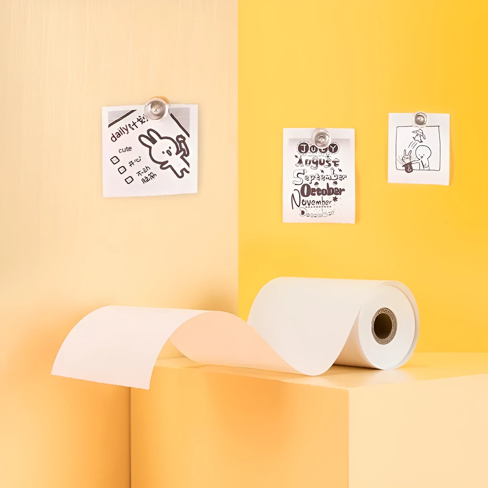 Three rolls of 57x30mm thermal paper in packaging for small printers