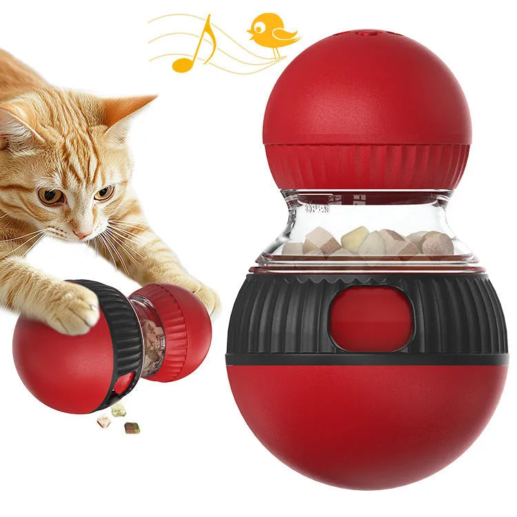 Rotating plastic cat toy with toy cat design and sound ball in Super Ball colour