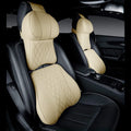 Car neck pillow and lumbar support set with wave embroidery pattern in coordinating colours