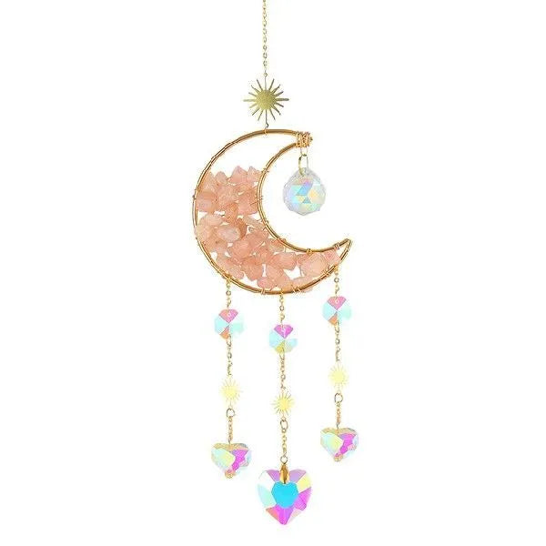 K9 crystal moon pendant car accessory with 100mm charm on a 420mm hanging chain.