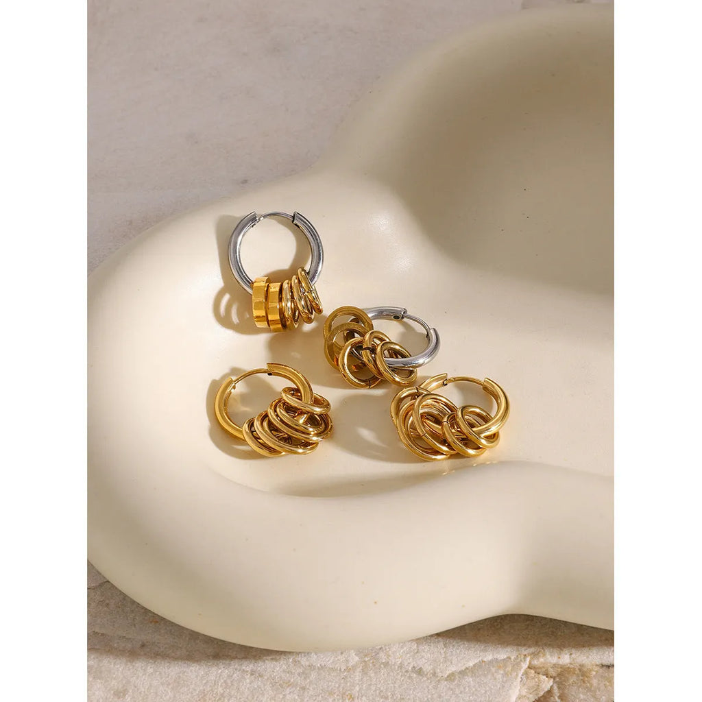Ins style stainless steel earrings with electroplated personality colour matching in JDE2405019 hue