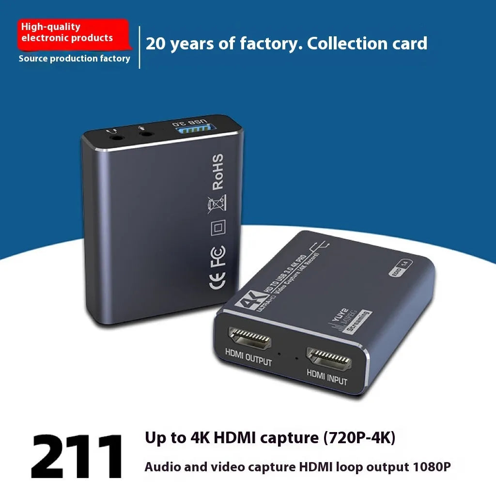 Black MS2131 4K set-top box with USB audio recording and 1080p output