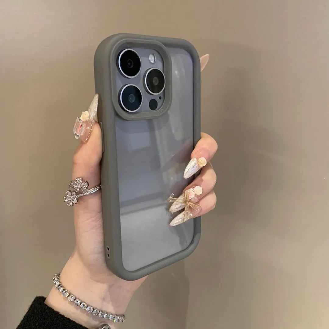 Solid colour transparent acrylic phone case for Apple iPhone with black edge