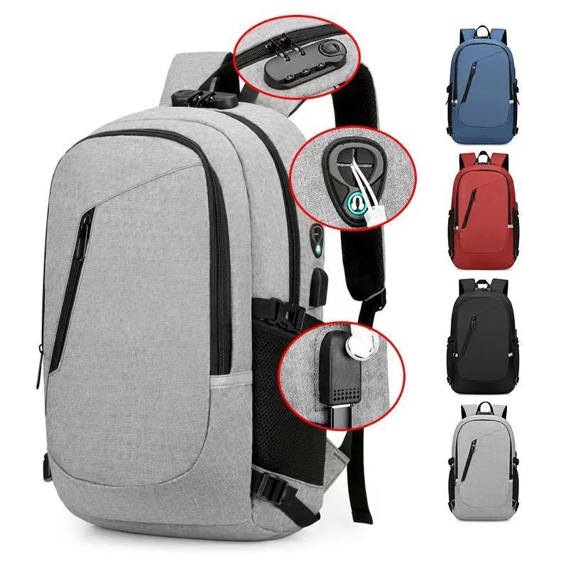Street trend style computer backpack in Oxford cloth, shown in blue, with dimensions 50cm by 19cm by 31cm.