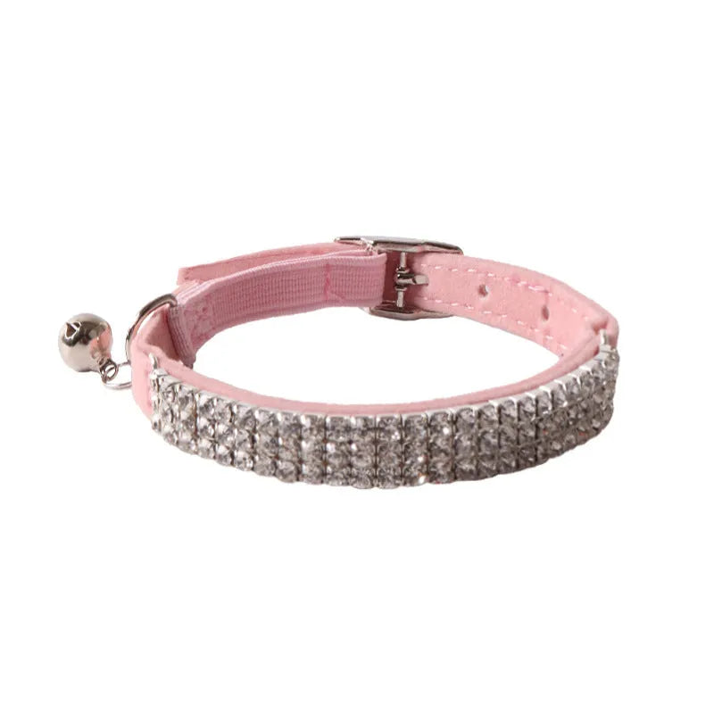 Flocked nylon cat collar with elastic buckle in assorted colours
